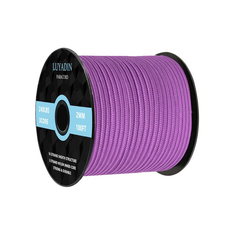 LUYADIN Paracord 240lb - Diameter 2mm Micro Utility Cord -3 Strand Parachute Spool Cord - 100ft 200ft,Paracord for Camping,Hiking,Fishing,Outdoor and DIY - Image 1
